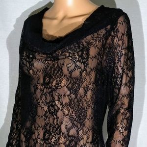 Dennis Basso:  All Stretch Lace Cowl Neck Top (S)